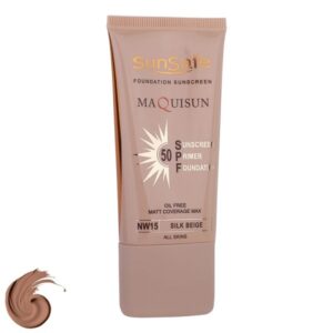 ضد آفتاب سان سیف بژ ابریشمی SPF50 | کرم پودری و پرایمری مکی سان