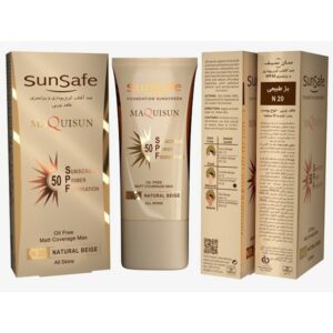 ضد آفتاب کرم پودری و پرایمری مکی سان SPF50 رنگ بژ طبیعی سان سیف
