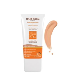 کرم ضد آفتاب رنگی و فاقد چربی هیدرودرم با SPF50 حجم 40 میل - بژ طبیعی