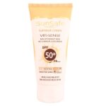 كرم ضد آفتاب +SPF 50 فاقد جاذب های شيميايی رنگ بژ طبیعی سان سیف