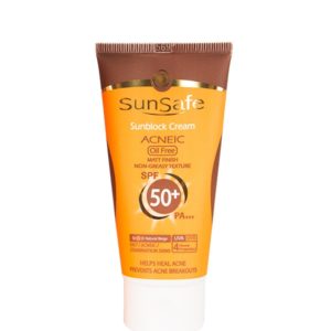 کرم ضد آفتاب رنگ بژ طبیعی فاقد چربی SPF50 سان سیف