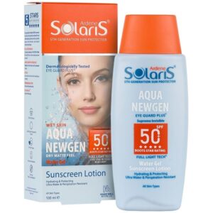 لوسیون ضد آفتاب بیرنگ آردن سولاریس SPF 50 مدل AQUA NEWGEN مناسب پوست حساس و چرب