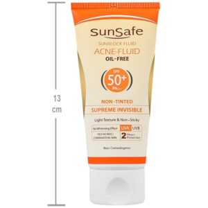 فلویید ضد آفتاب SPF 50 سان سیف فاقد چربی مناسب پوست چرب و آکنه‌ای بدون رنگ و کاملا نامرئی