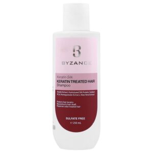 شامپو بدون سولفات بیزانس مخصوص موهای کراتینه شده مدل کراتین سیلک حجم 250 میل