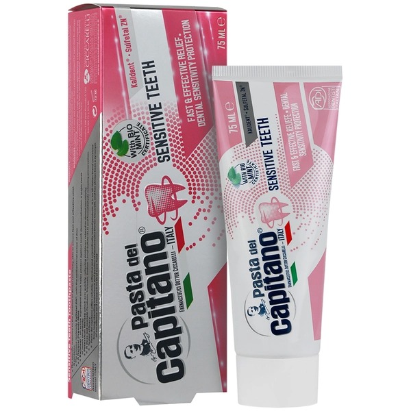 خمیردندان کاپیتانو SENSITIVE TEETH مخصوص دندان حساس حجم 75 میل با محافظت سریع و موثر خمیردندان کاپیتانو SENSITIVE TEETH مخصوص دندان حساس حجم 75 میل با محافظت سریع و موثر