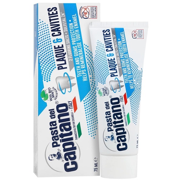 خمیر دندان کاپیتانو Plaque and Cavities حجم 75 میل | ضد پلاک و ضد پوسیدگی با فلوراید خمیر دندان کاپیتانو Plaque and Cavities حجم 75 میل | ضد پلاک و ضد پوسیدگی با فلوراید