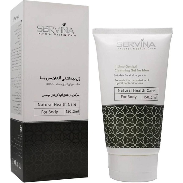 ژل بهداشتی آقایان سروینا (Servina) | مناسب انواع پوست | pH 5.5 و ضد باکتری | حجم 150 میل