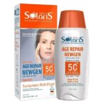 لوسیون ضد آفتاب بی رنگ آردن سولاریس SPF50 مدل Age Repair Newgen مناسب انواع پوست، ضد آب، 100 میل